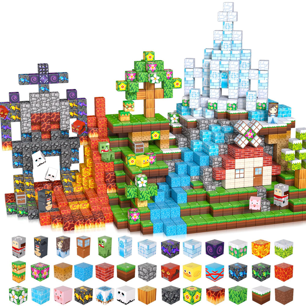 LAYVIC magnetic building blocks ice snow theme cubes promote imaginative play and STEM exploration.