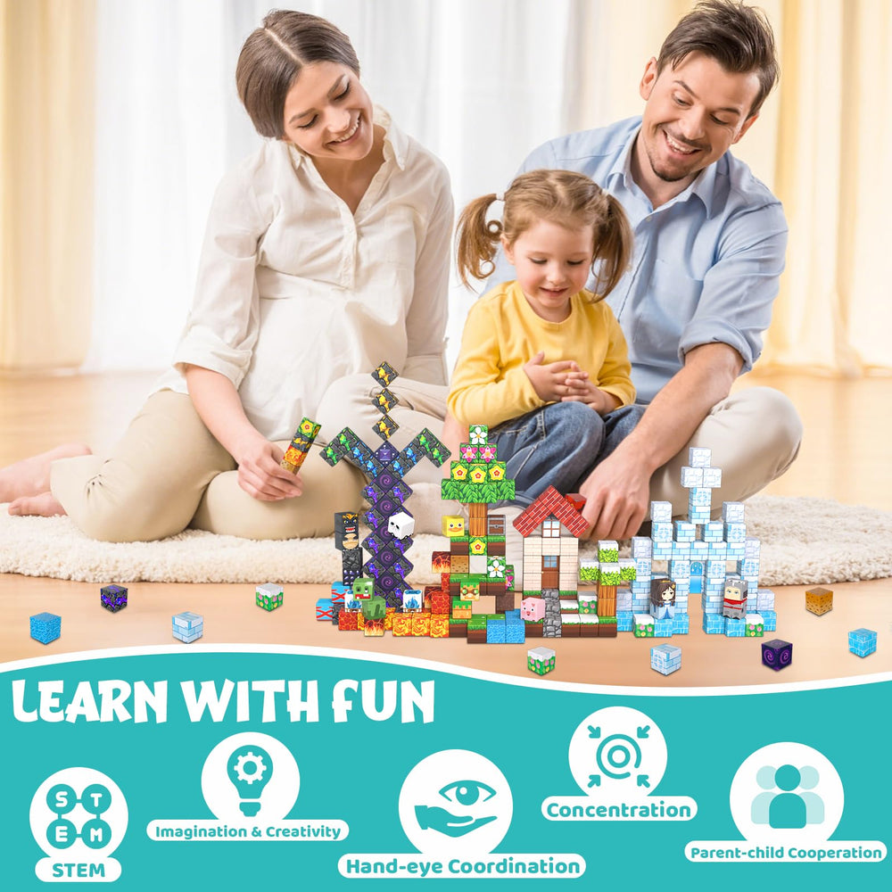 LAYVIC magnetic blocks sturdy connections ensure stable builds for focused, independent play.