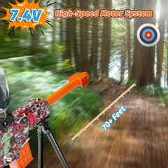 LAZZAROU gel splatter blaster in rapid-fire action during a backyard game