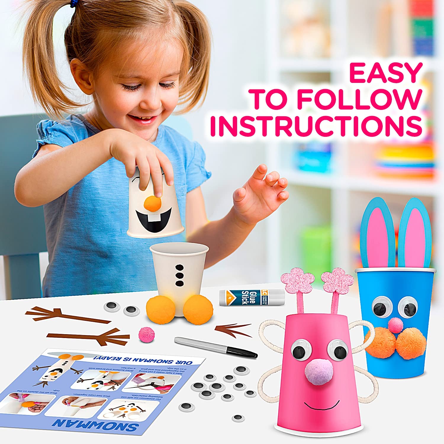 LC Crafts paper cup craft kit chicken: colorful accessories boost creativity and focus.