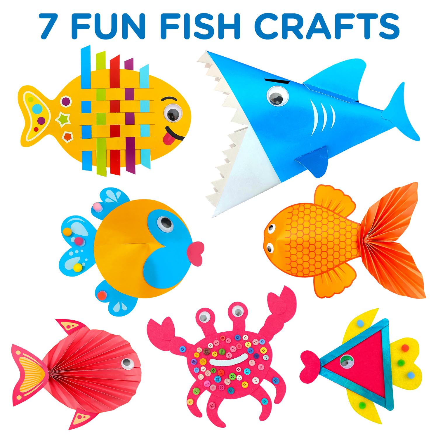 LC Crafts pink fish cutouts encourage imaginative scenes and fine motor practice.