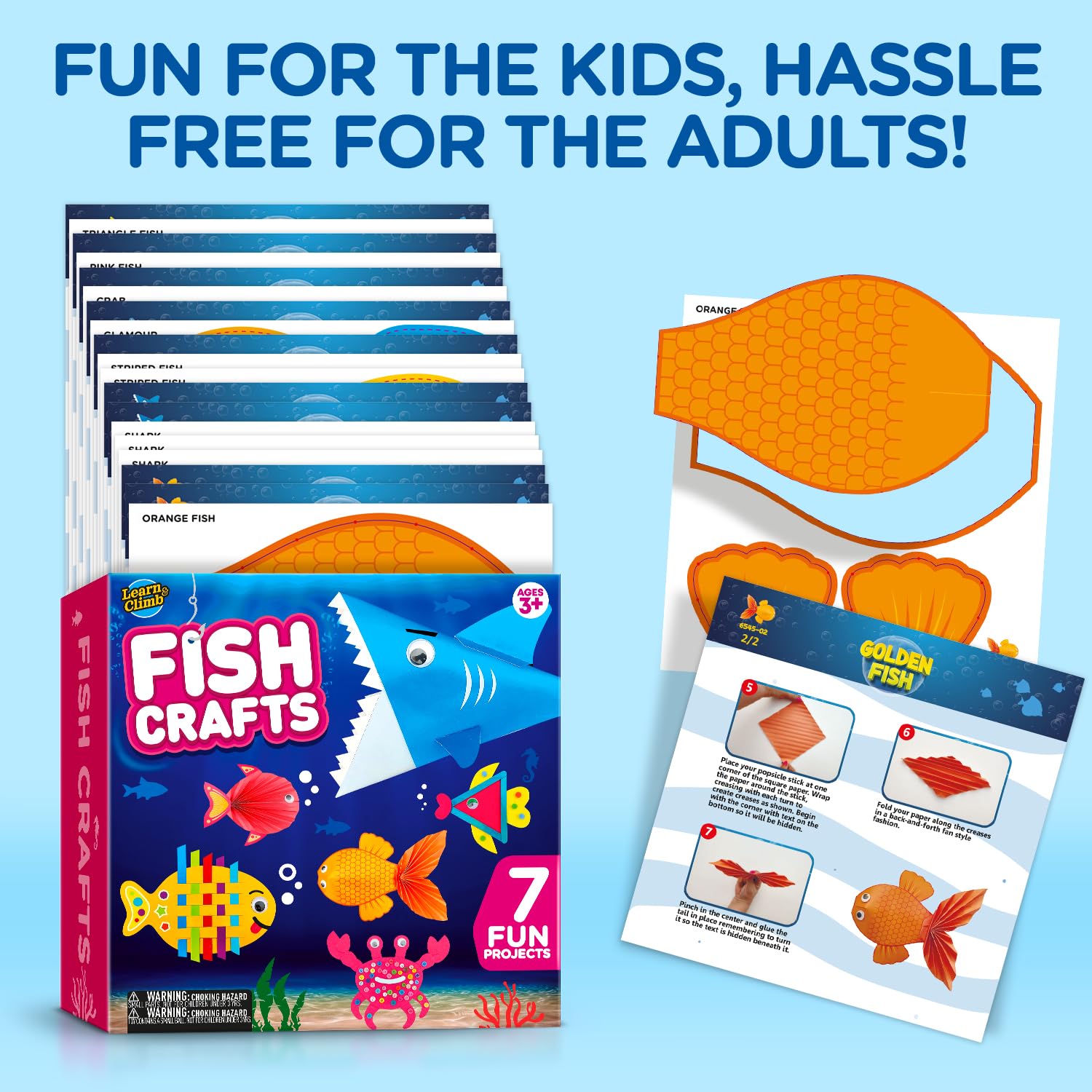 LC Crafts shark cutouts support playful storytelling and easy assembly.