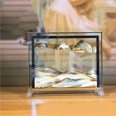 LCDOCLAK Moving Sand Art Picture reveals tranquil sea-scape, ideal for calming desk decor.