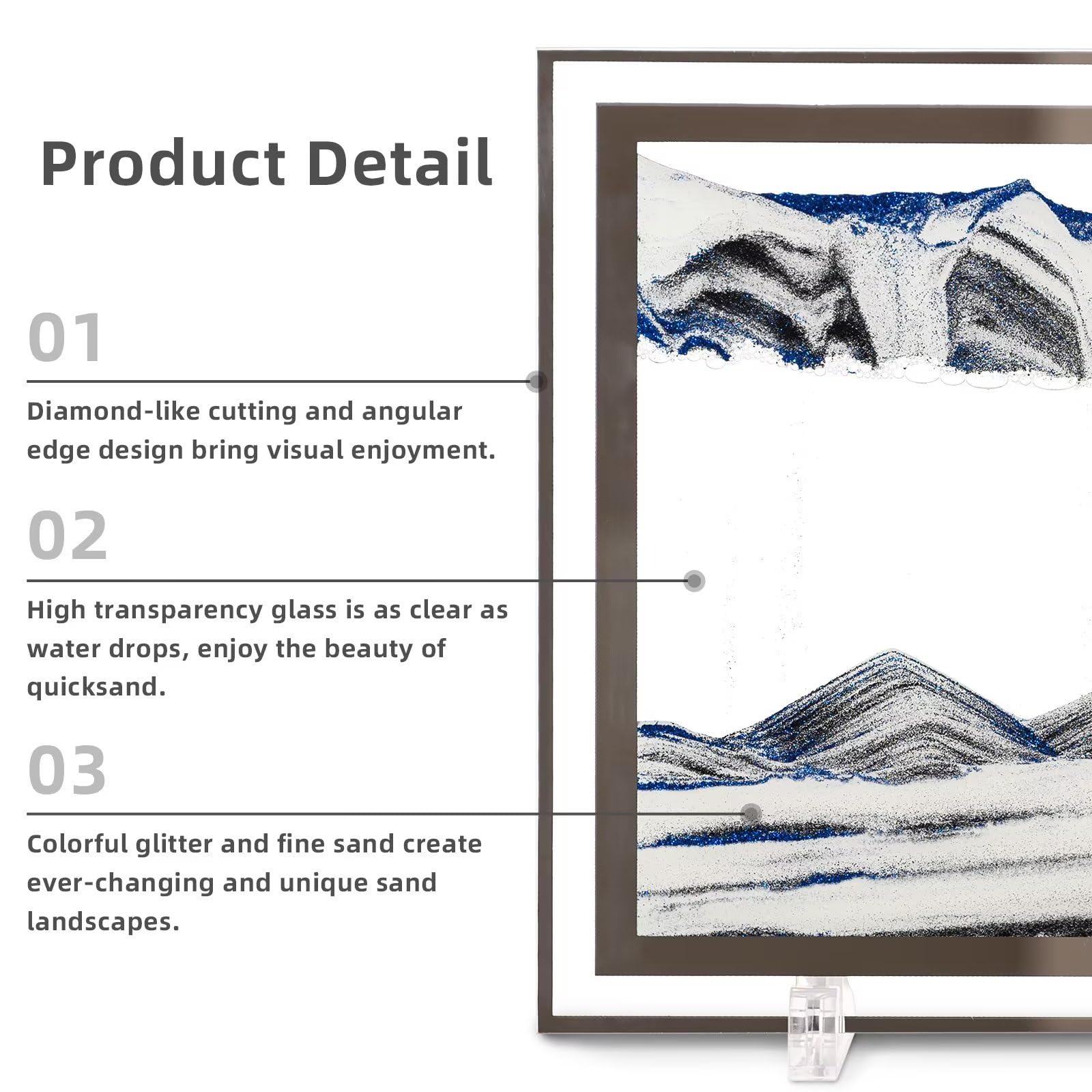 LCDOCLAK transparent glass frame enhances clarity and three-dimensional effect.