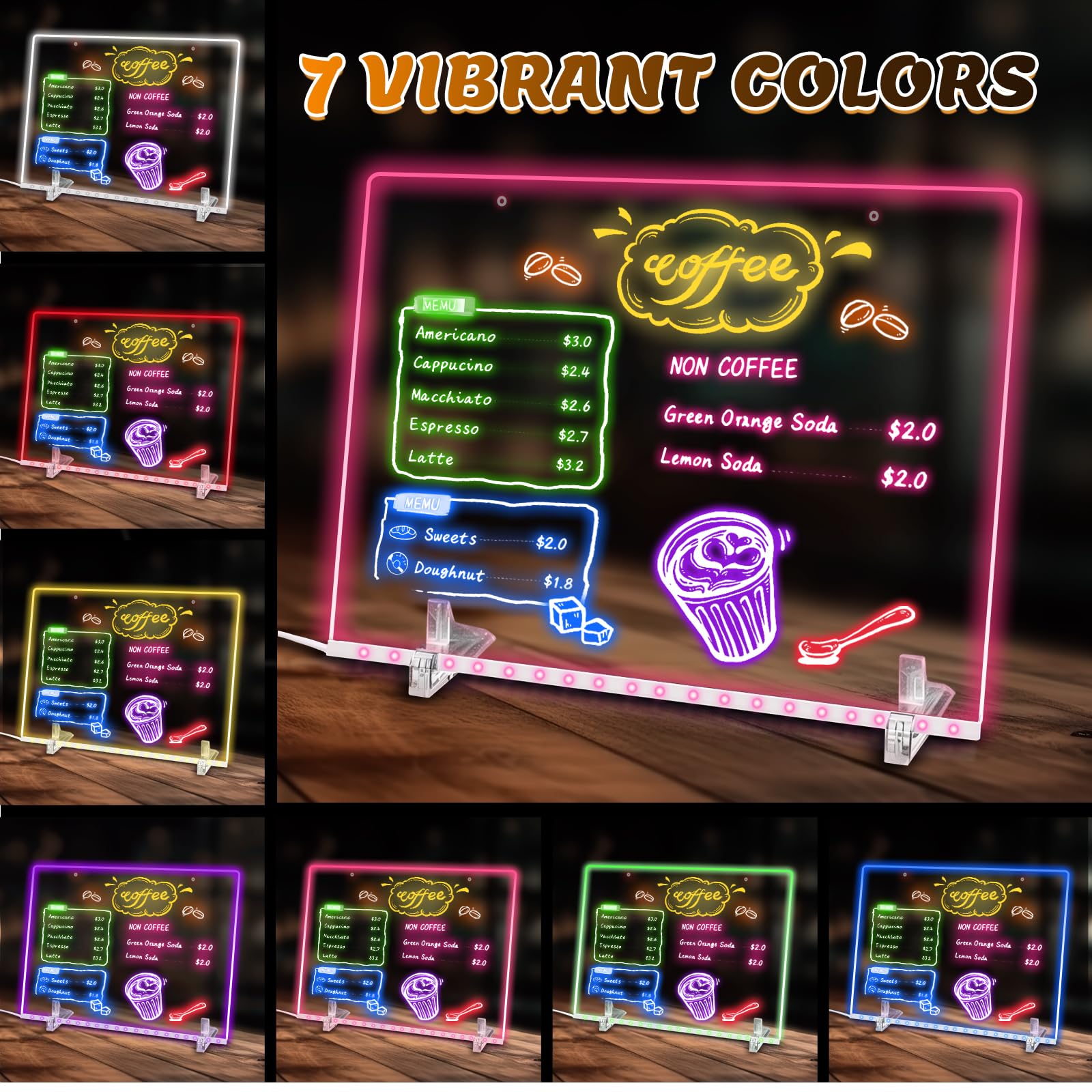LCJECV LED Note Board invisible bracket stand for versatile placement