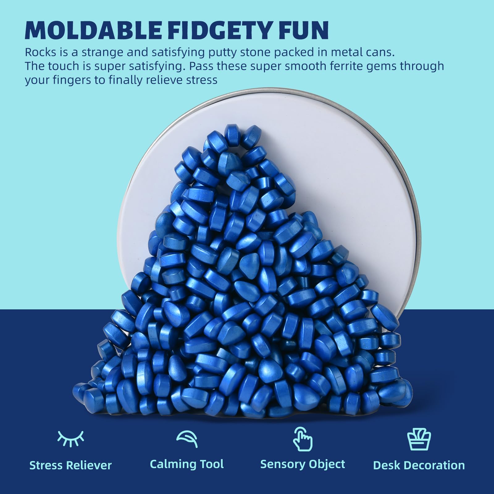 LCVUUK Magnetic pebbles detail highlights portable, resealable container for on-the-go play.