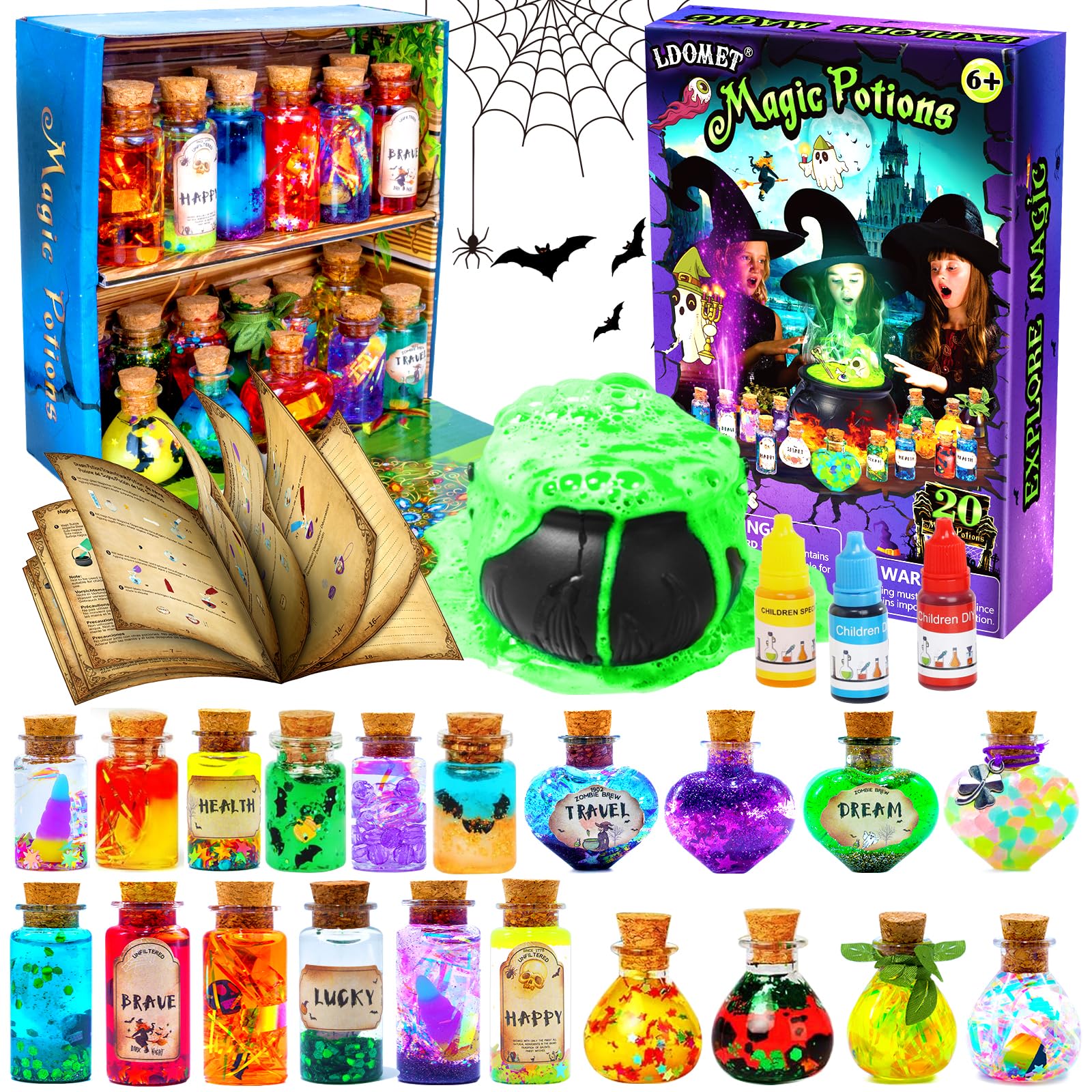 ldomet magic potions kit hero display with cauldron and bottles for imaginative play.