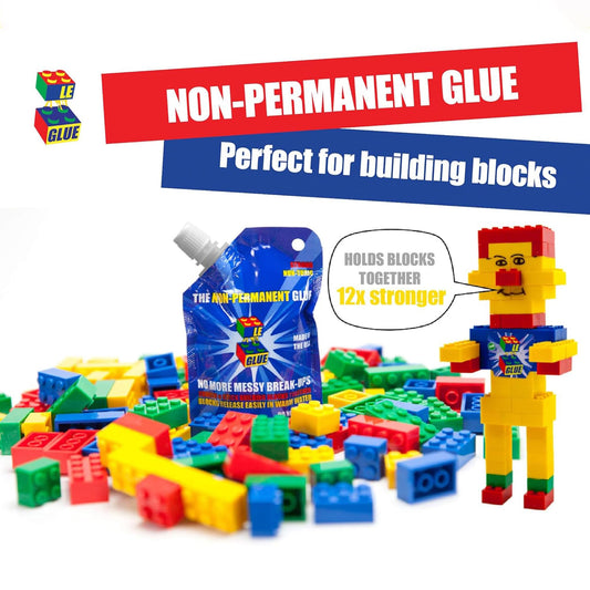 Le Glue clear adhesive applied with brush for precise block bonding.