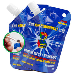 Le Glue two-pack packaging shown for easy storage.