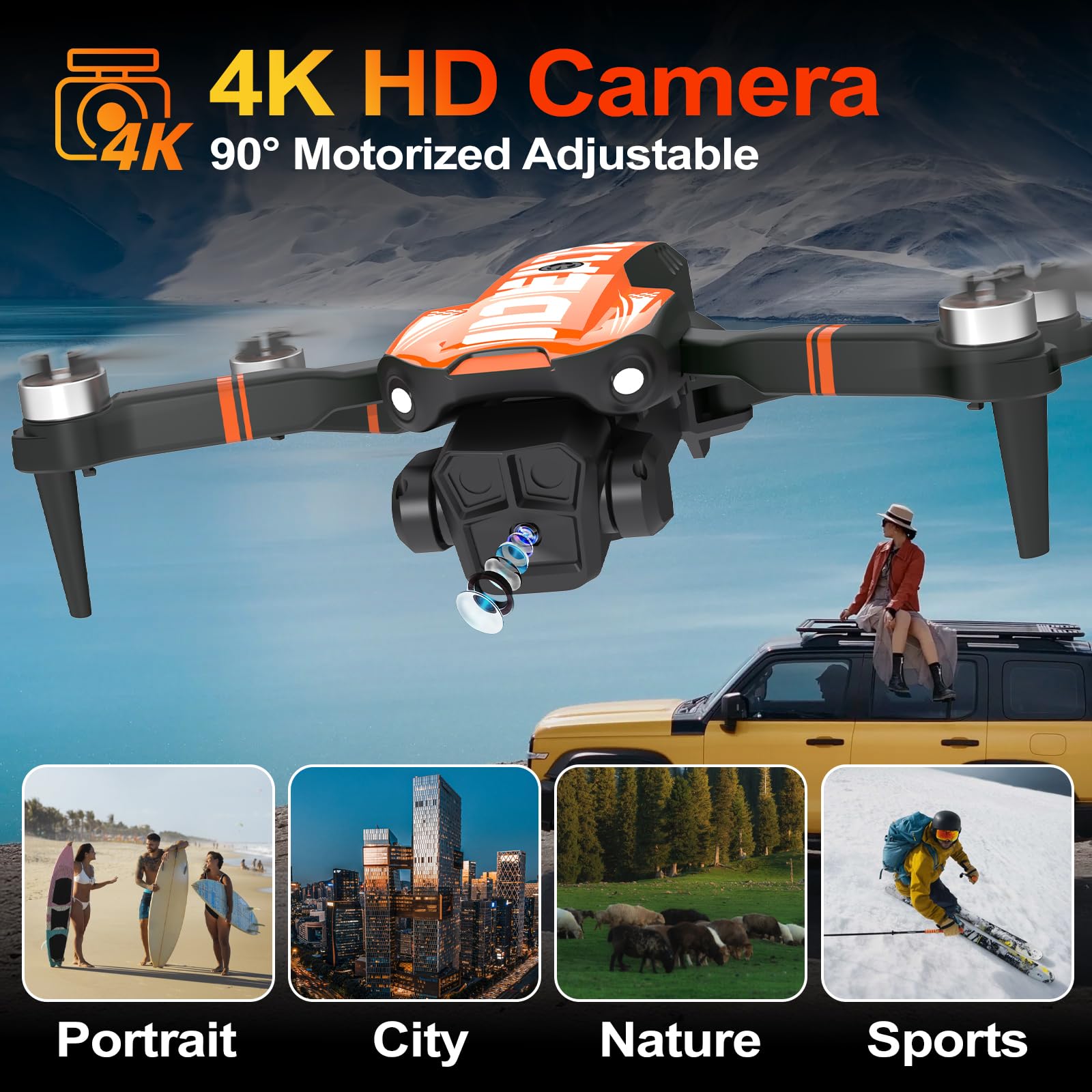 LE-IDEA IDEA12GPS 4K camera with adjustable lens for cinematic aerial footage.