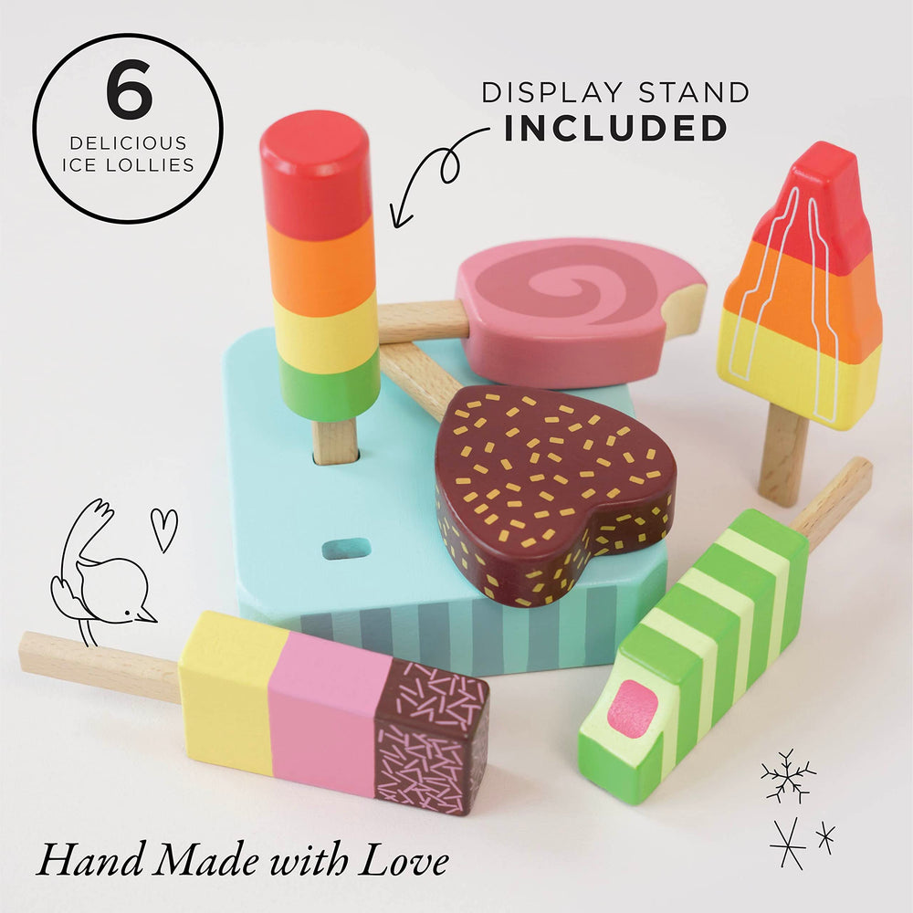 Le Toy Van Honeybake bright popsicles entice kids to role play and socialize.