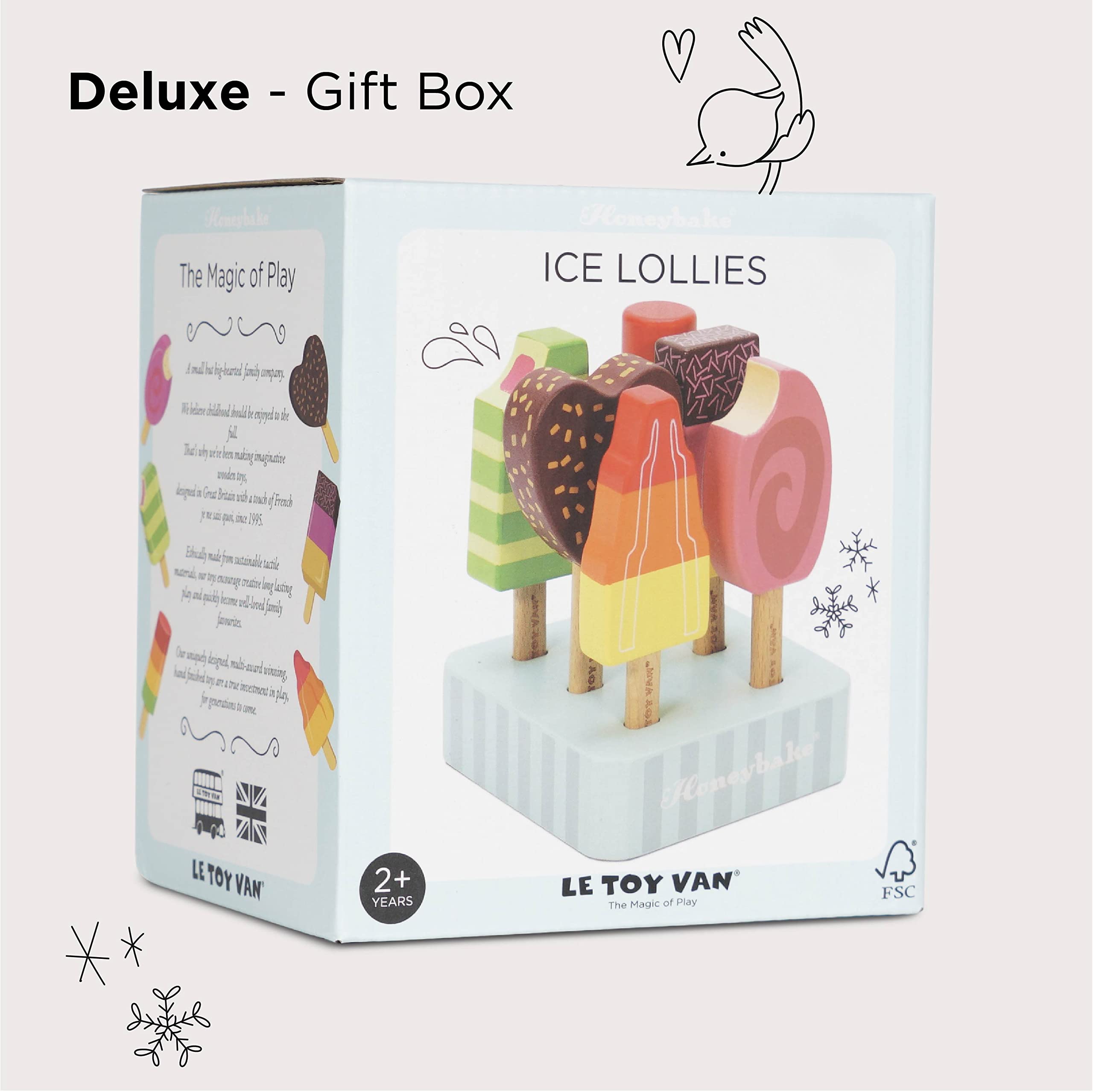 Le Toy Van Honeybake ice lollies set enhances kitchen and shop role play.