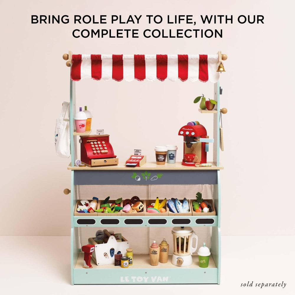 Le Toy Van Honeybee Market wooden food crates highlight durable, eco-friendly play