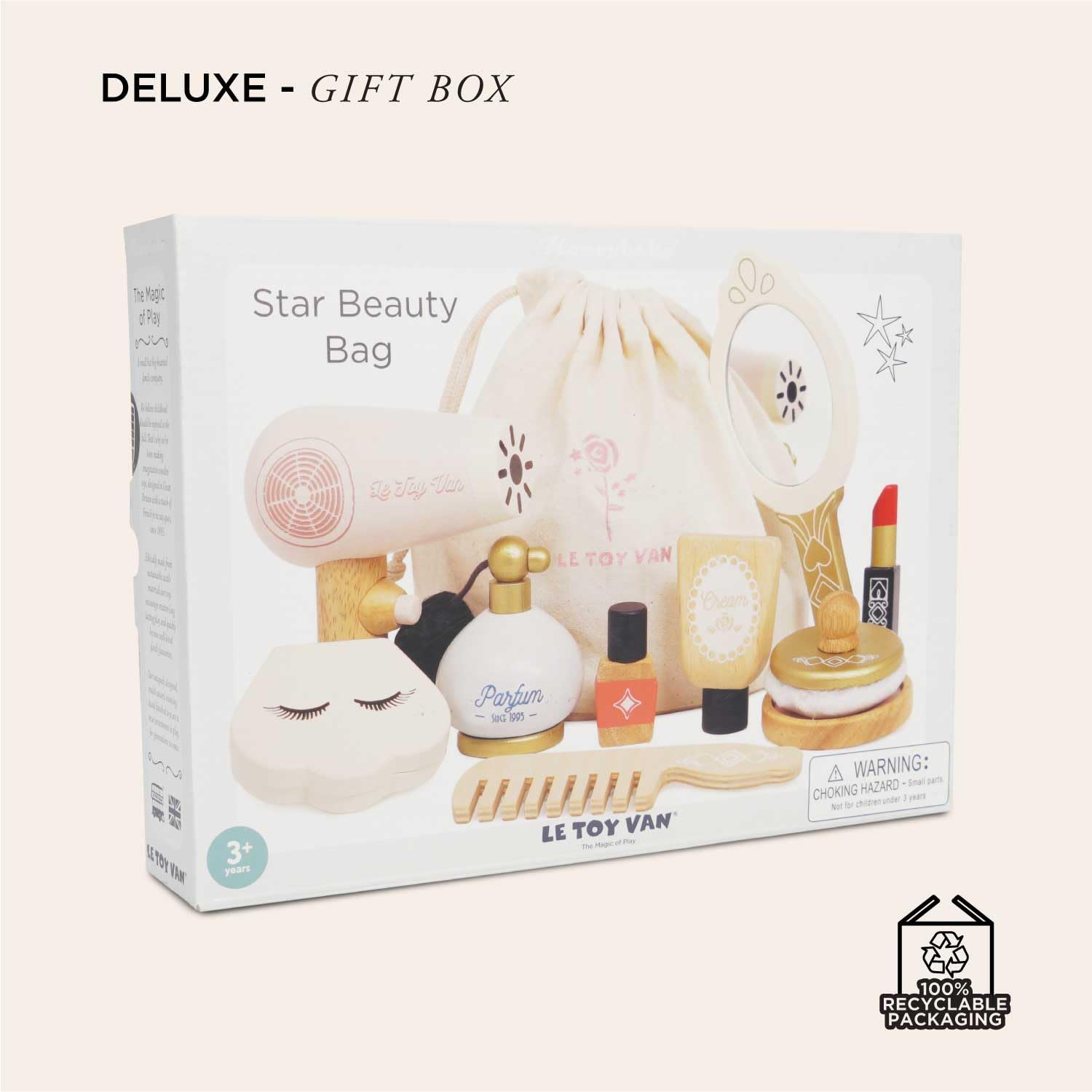 Le Toy Van Star Beauty Bag carry bag keeps all accessories neatly organized.