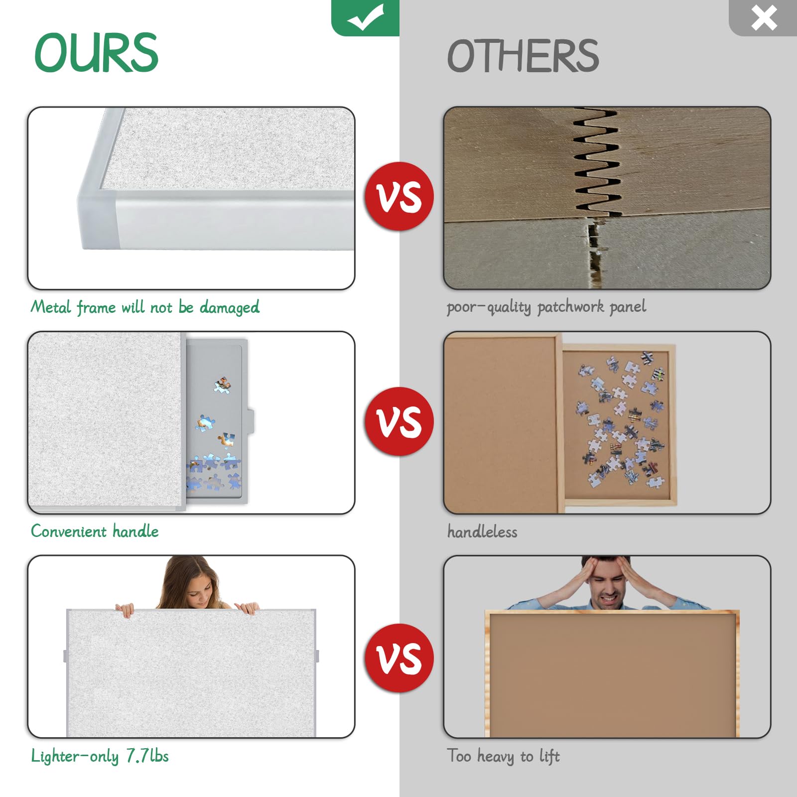 LEABIOLT Puzzle Board with drawers keeps puzzle pieces organized