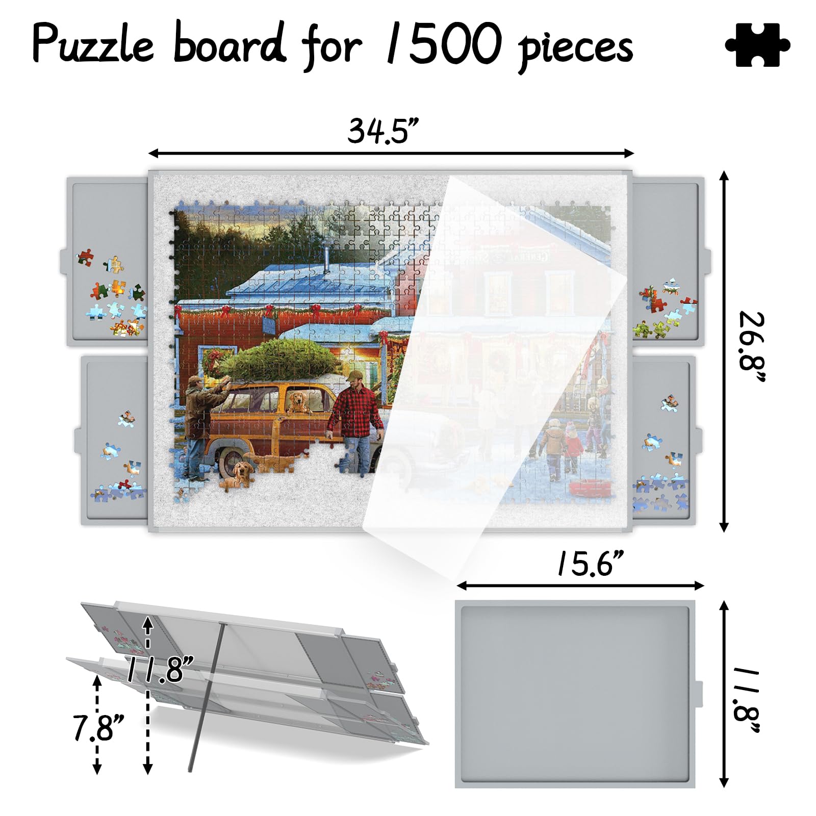 LEABIOLT Puzzle Board felt surface keeps pieces in place