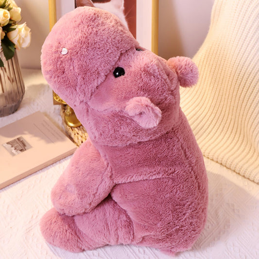 Leahaoe soft pink hippo plush close-up shows ultra-soft fabric and cuddly appeal.
