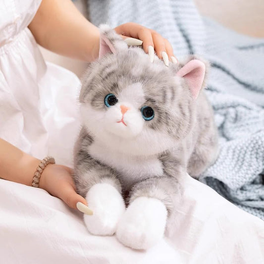 Leahaoe 26-inch gray weighted cat plush for cuddling and relaxation