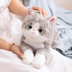 Leahaoe 26-inch gray weighted cat plush for cuddling and relaxation