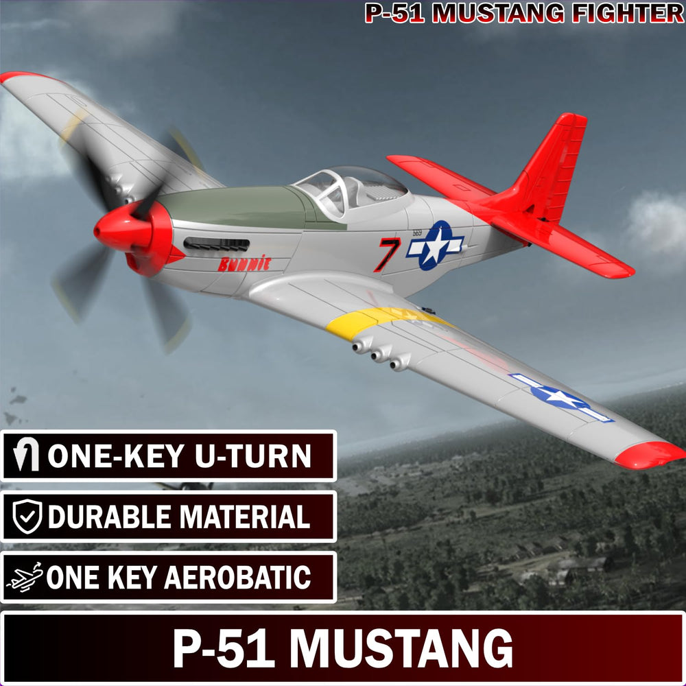 LEAMBE P-51 Mustang RC plane beginner mode demonstrated for easy learning.