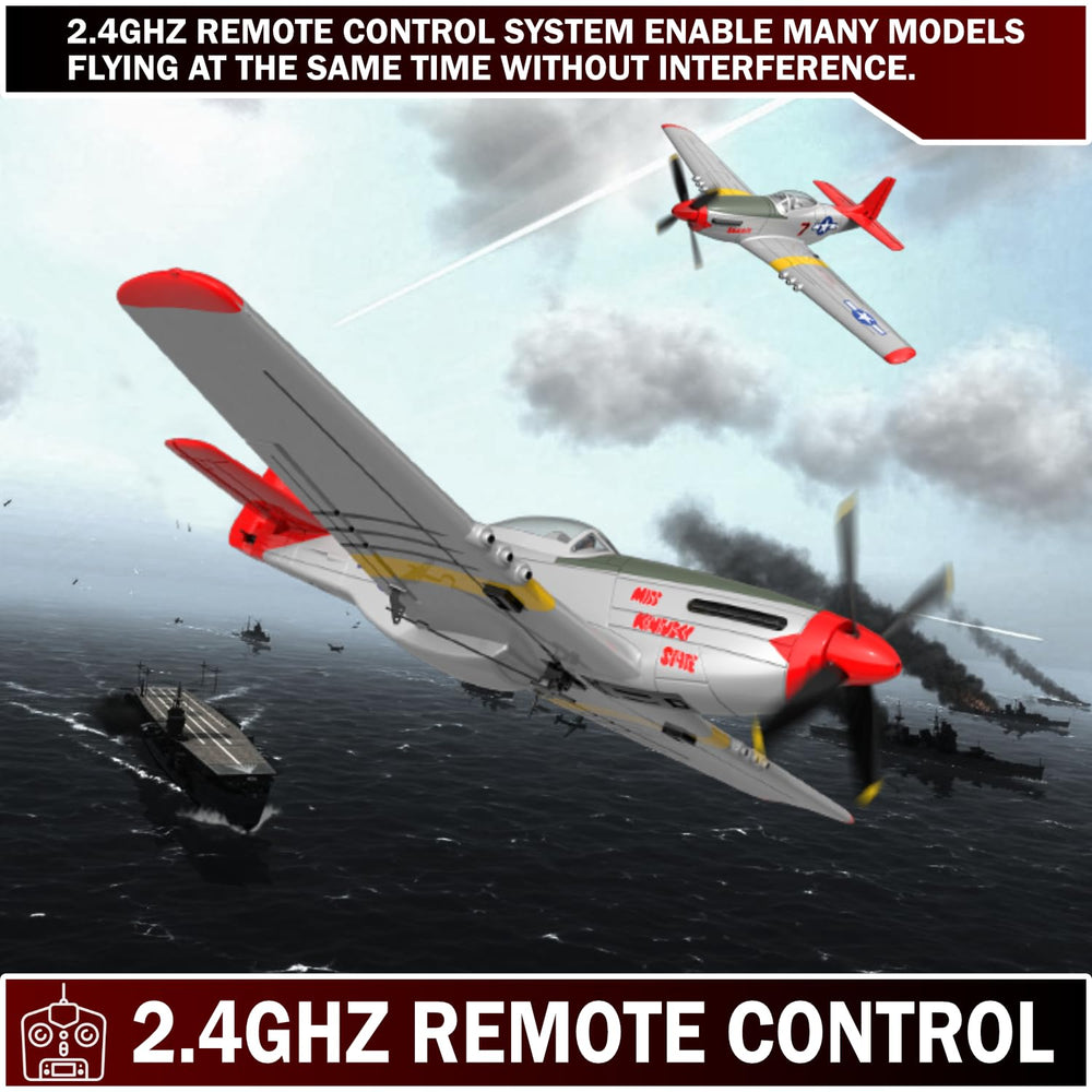 LEAMBE P-51 Mustang RC plane gyro stabilizer in action for steady flight.