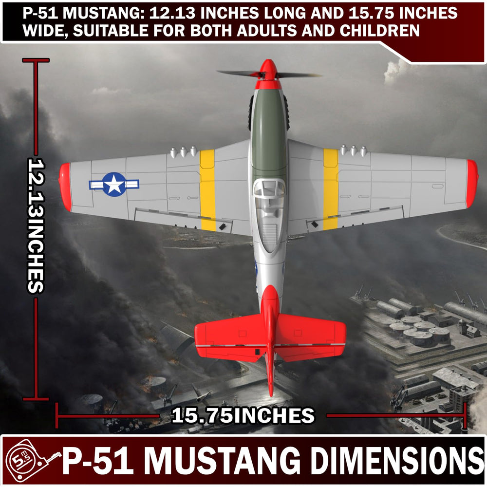 LEAMBE P-51 Mustang RC plane 2.4GHz range up to 656 feet for wide control.