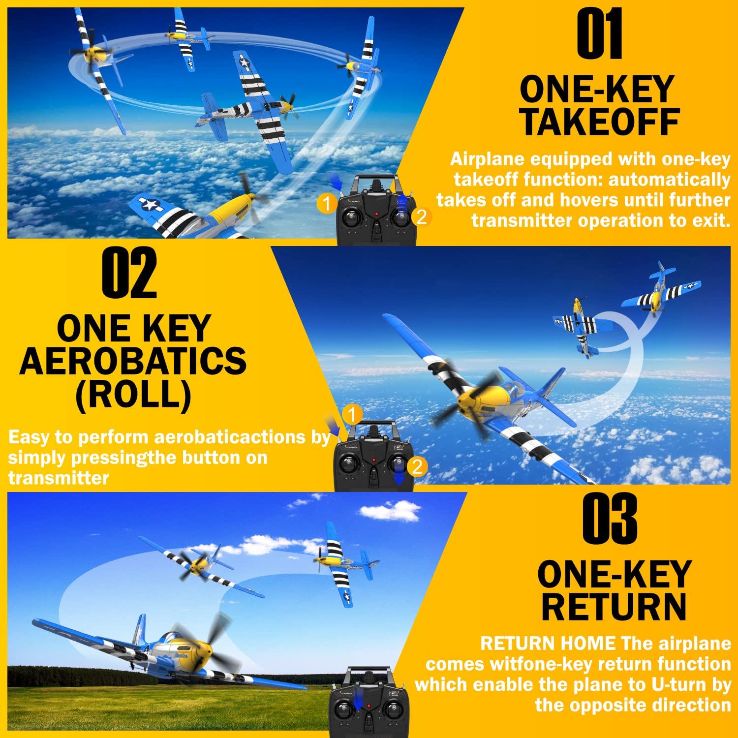 LEAMBE RC Plane blue canopy improves visibility and quick checks.