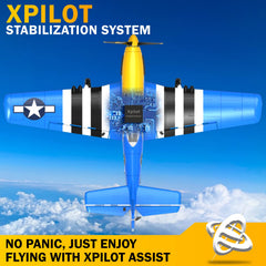 LEAMBE RC Plane blue XPILOT stabilization for precise control.