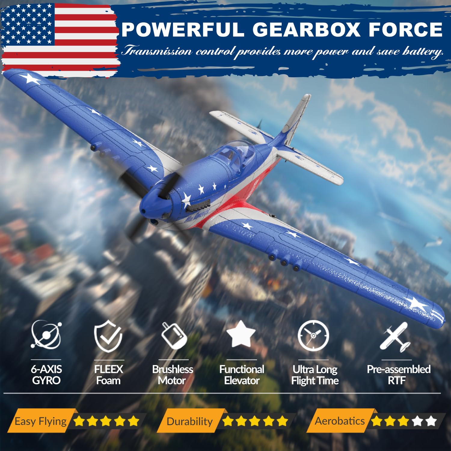 LEAMBE RC plane wingspan 15-75 inch delivering steady lift and responsive handling.