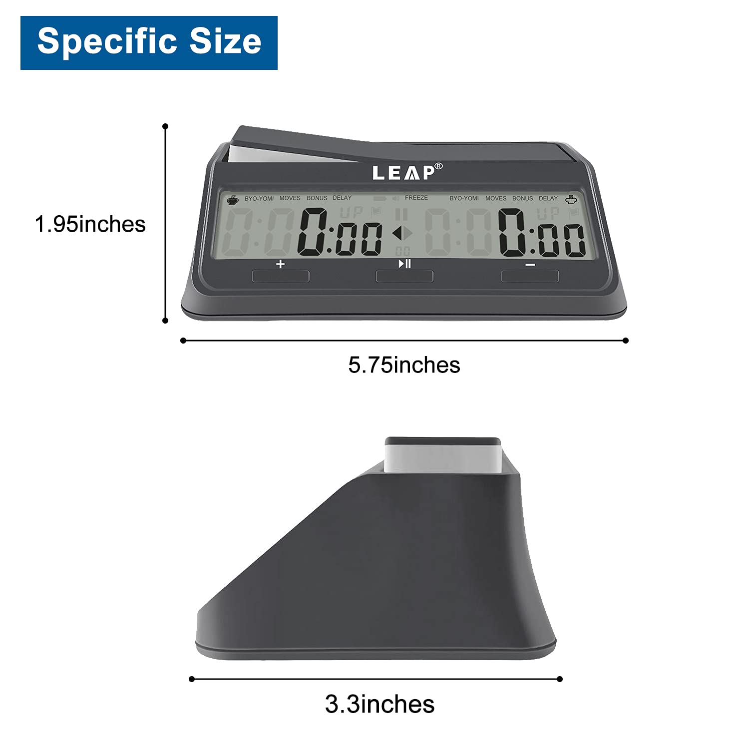 Bright countdown display helps players track move clocks in rapid chess rounds.