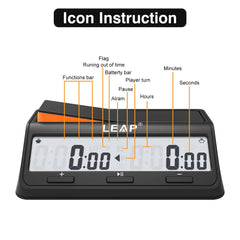 LEAP Chess Clock digital display for easy readability during fast-paced matches.