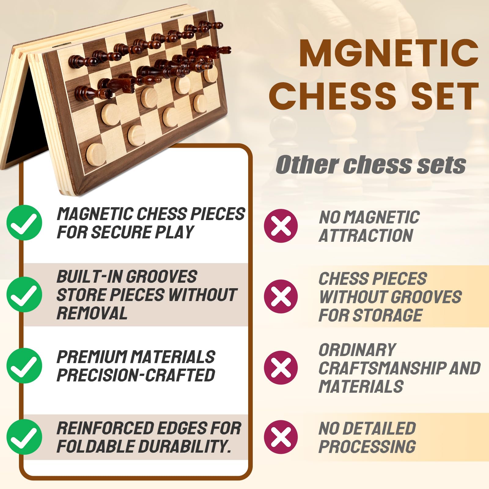 LEAP travel-ready chess set fits in a backpack for adventures