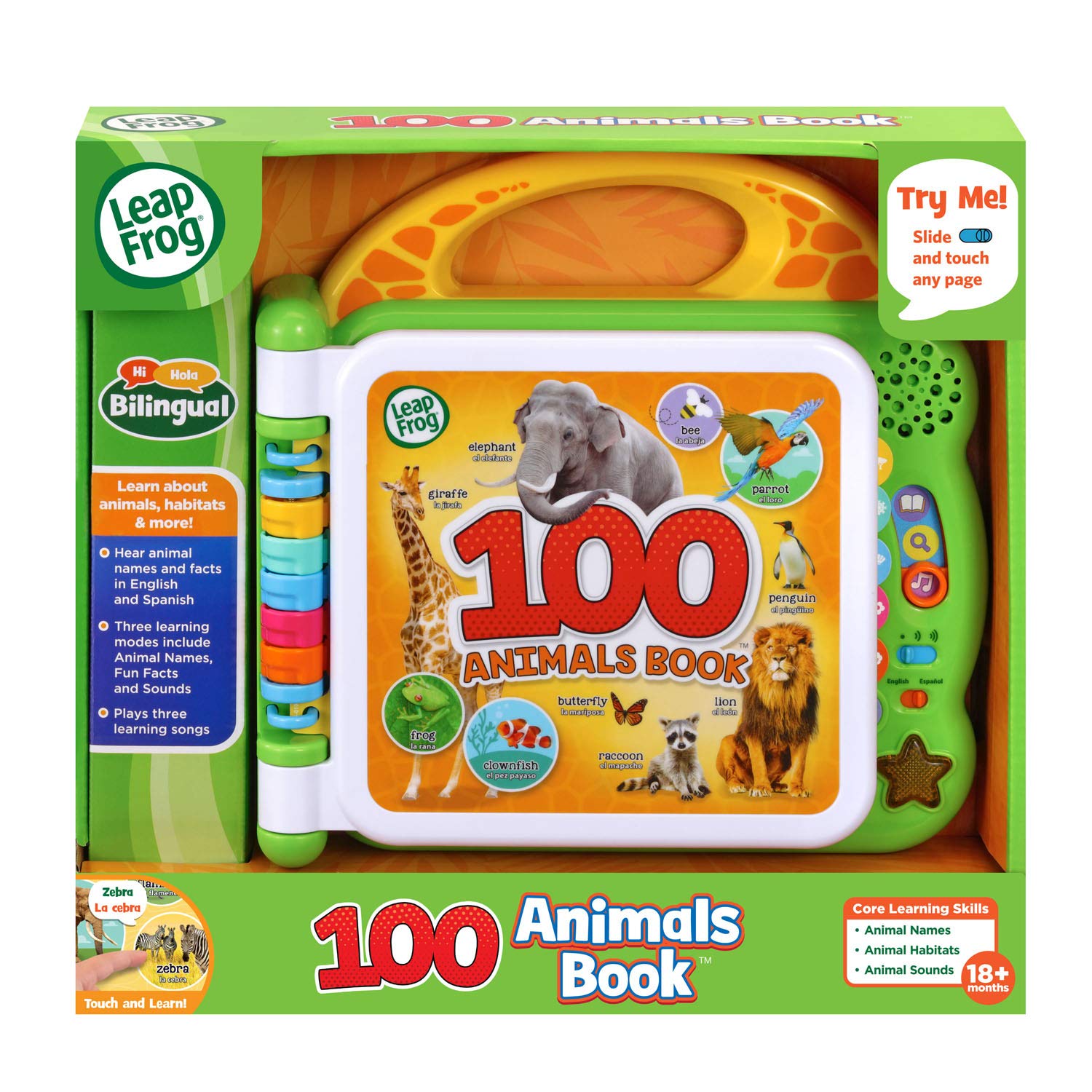LeapFrog 100 Animals Book fun facts mode adds gentle science context.