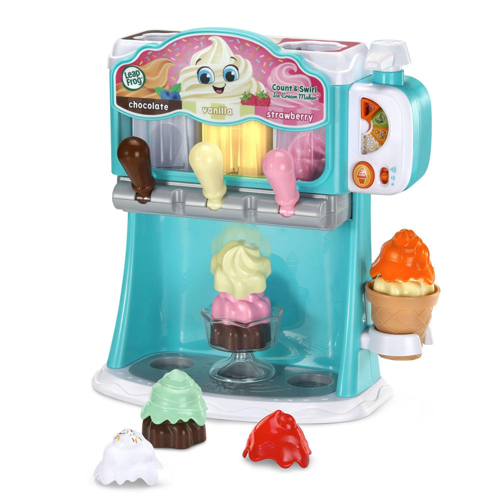 LeapFrog Count and Swirl pump enables counting practice with toppings.