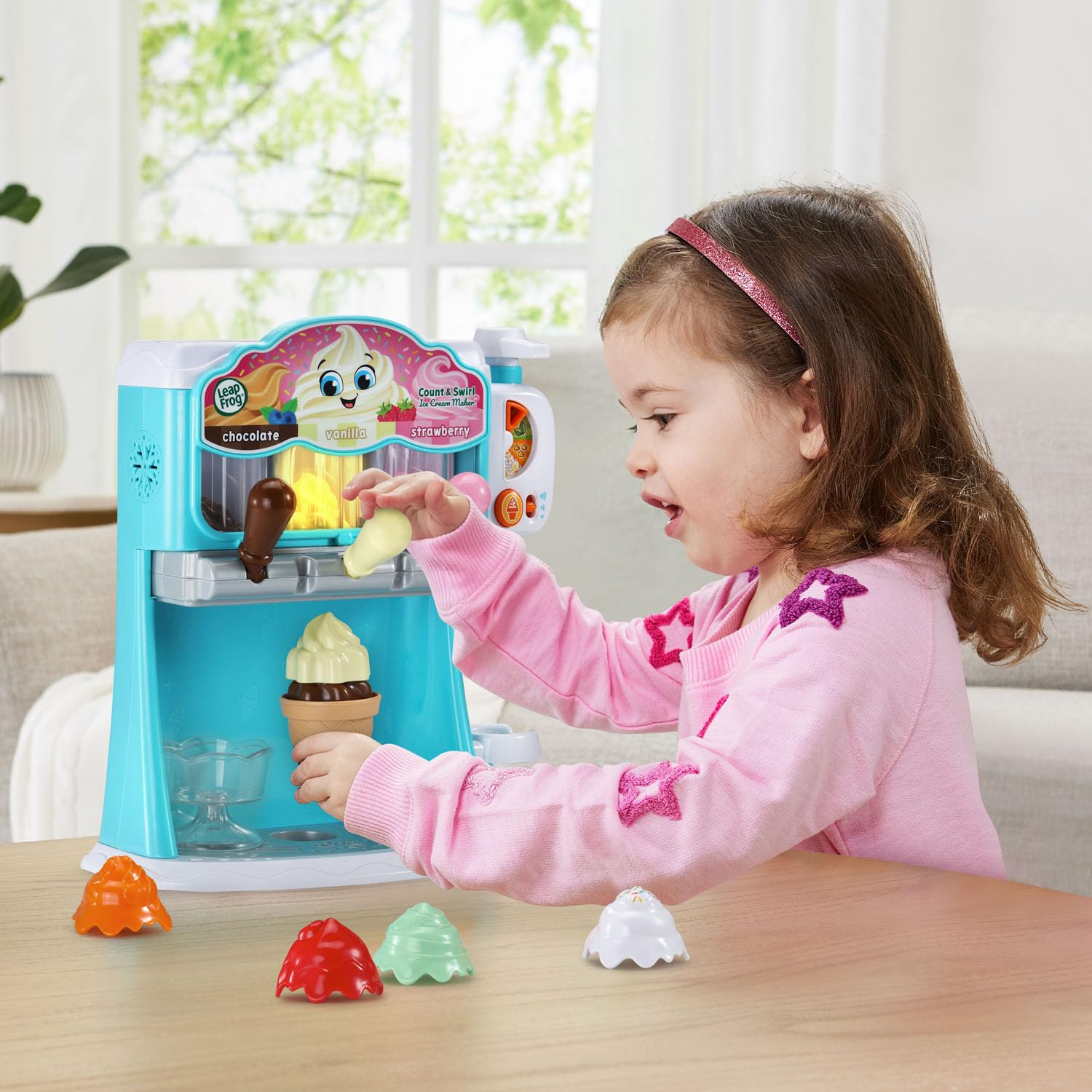 LeapFrog Count and Swirl demo-battery mode shows initial play readiness.