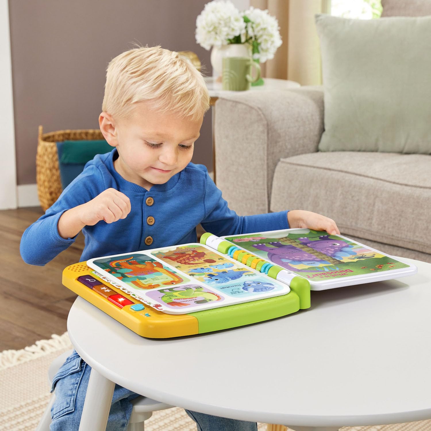 LeapFrog Dinosaur Book Find-It mode strengthens memory and observation.