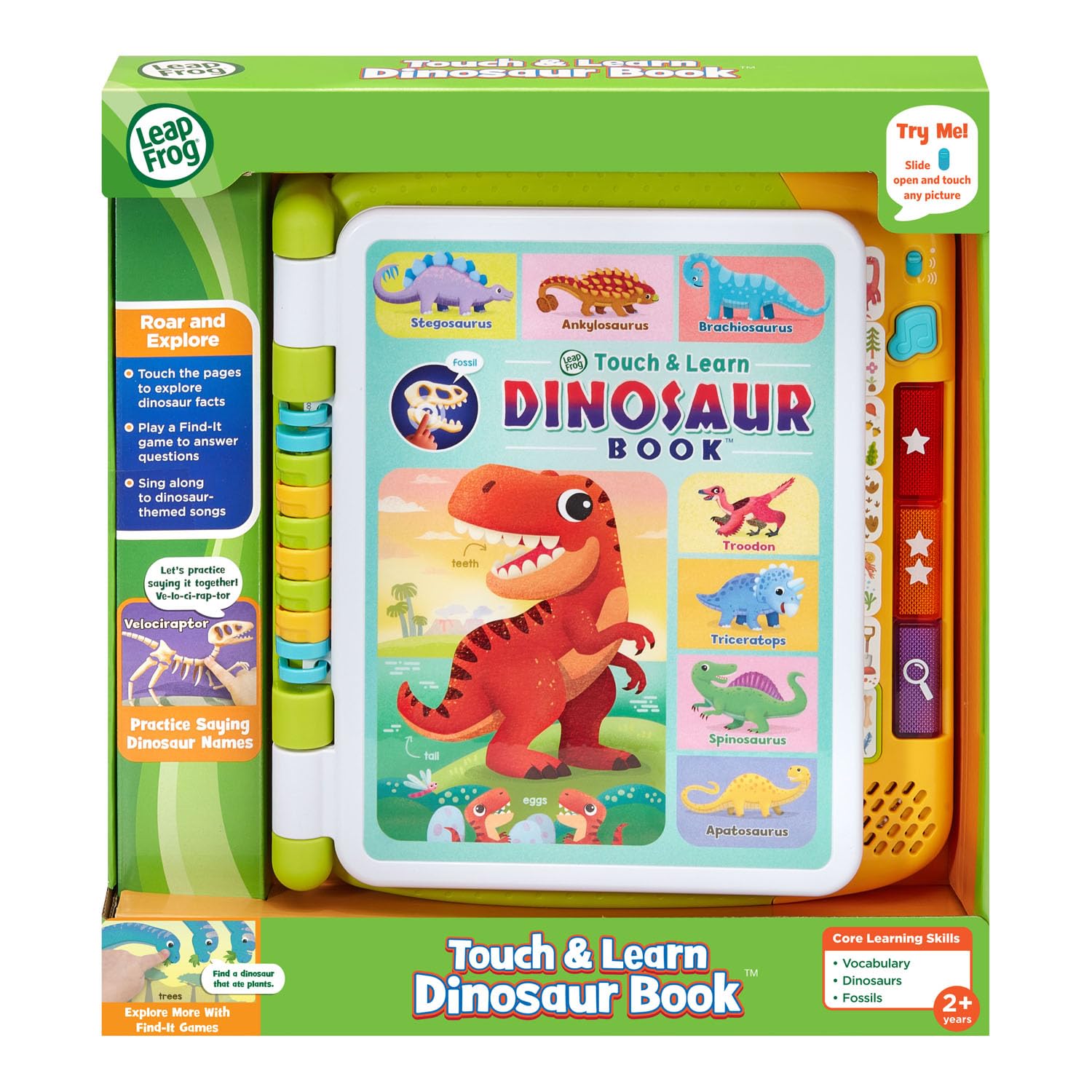 LeapFrog Dinosaur Book rock-and-roar sounds enhance musical play.