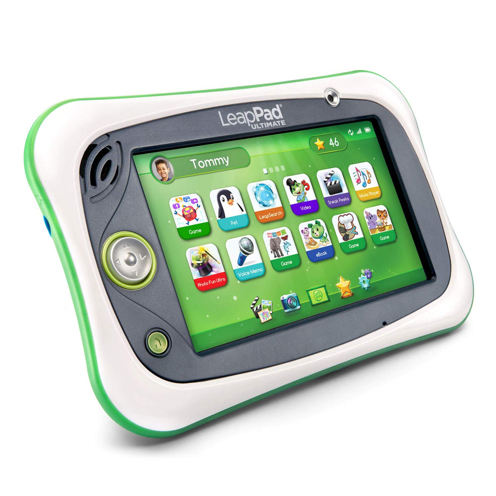 LeapFrog LeapPad Ultimate Green, close-up of bumper showing kid-friendly design.