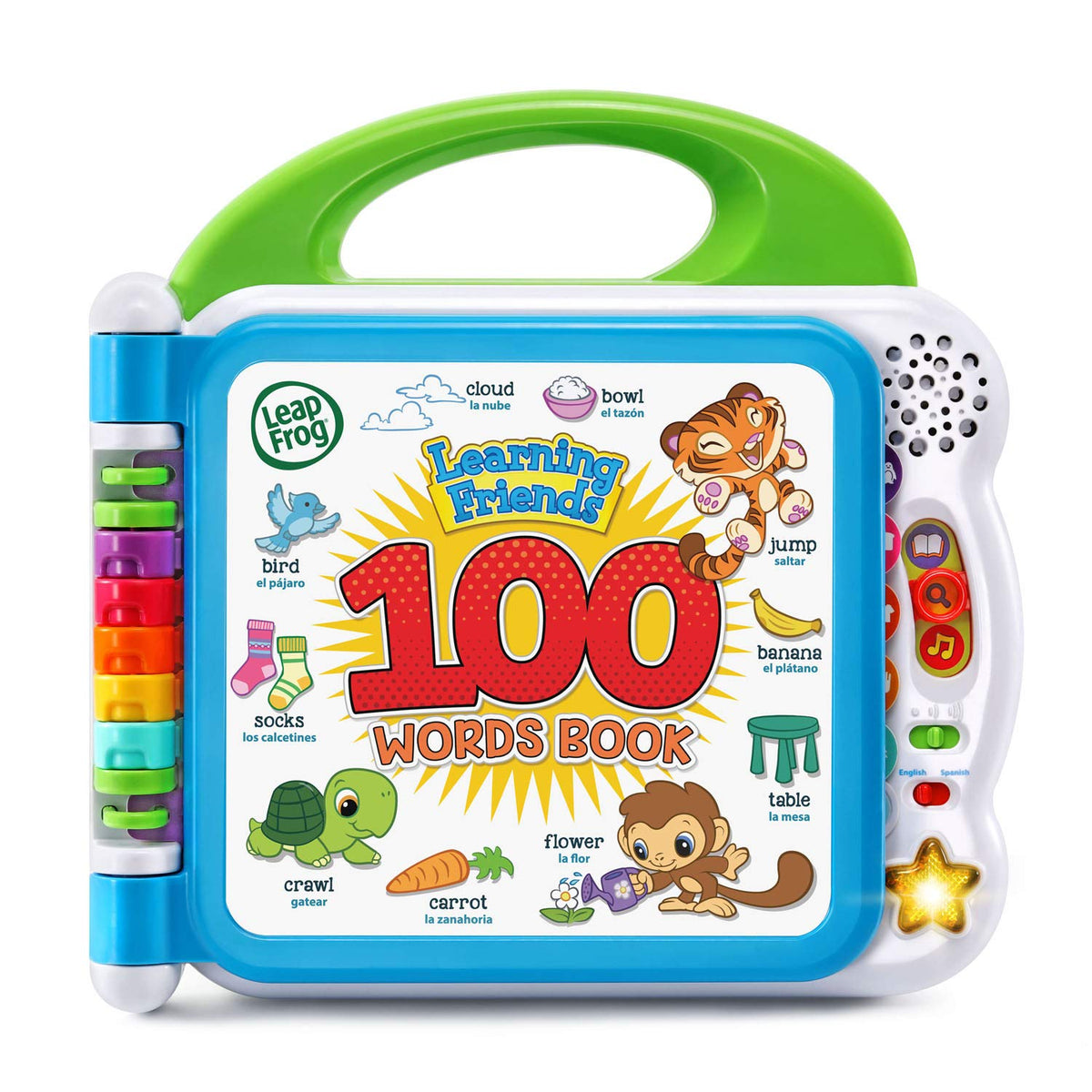 LeapFrog Learning Friends 100 Words Book green cover with friendly animals for early vocabulary.