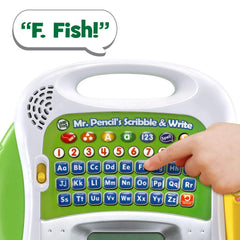 LeapFrog Mr Pencil's Scribble and Write letter-practice mode supports letter and shape learning.