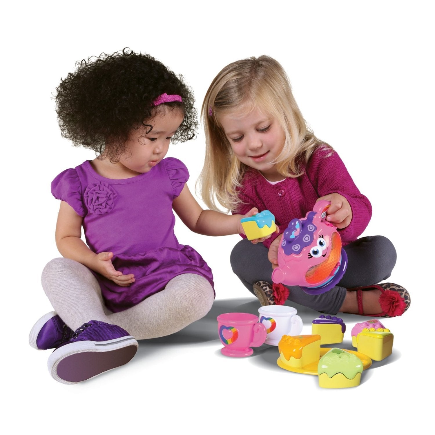 LeapFrog Rainbow Tea Party cups and cake pieces for color sorting and sharing