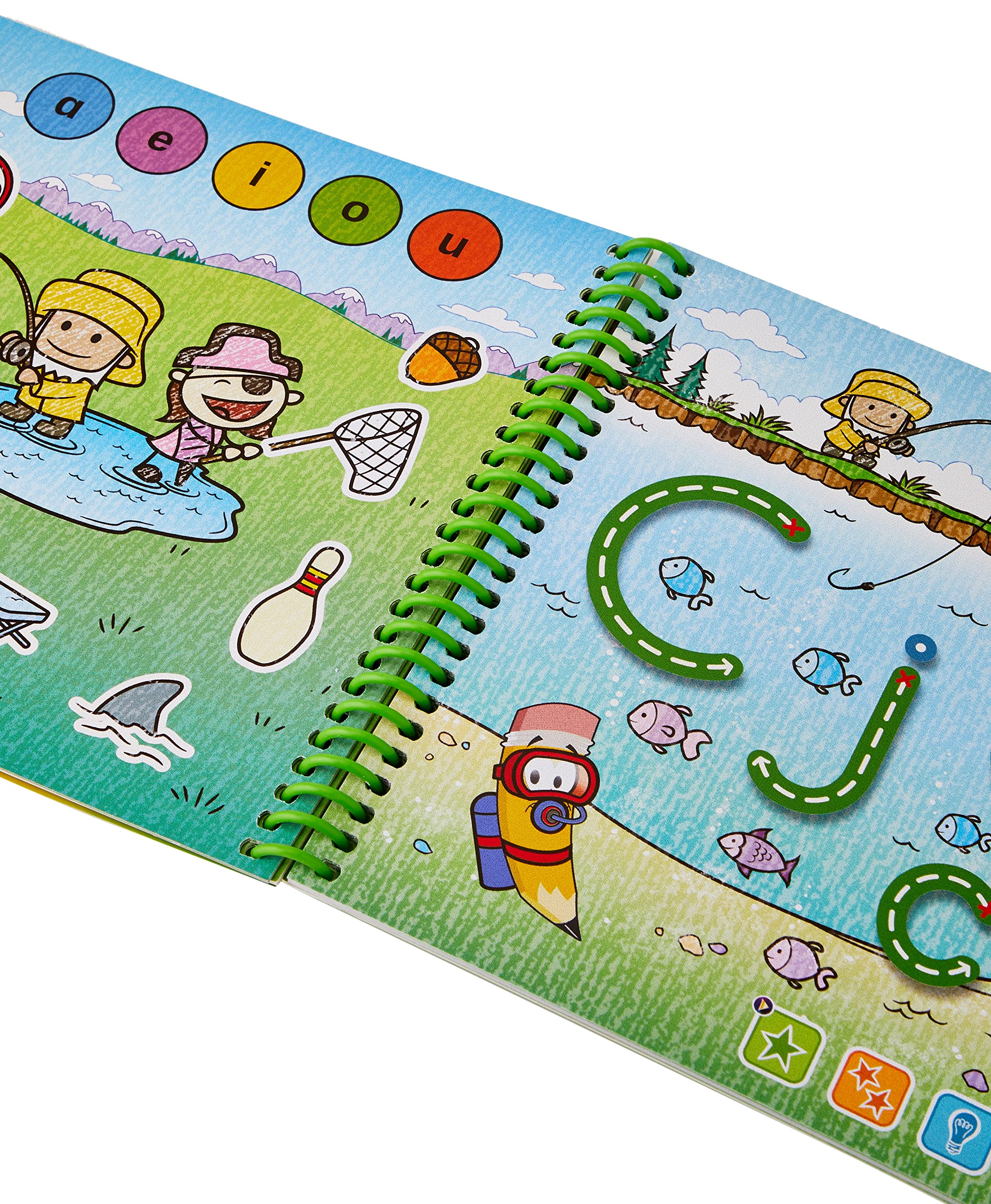 Child using LeapFrog Read & Write 3D Activity Book on the Doodle Express to find letters and words.