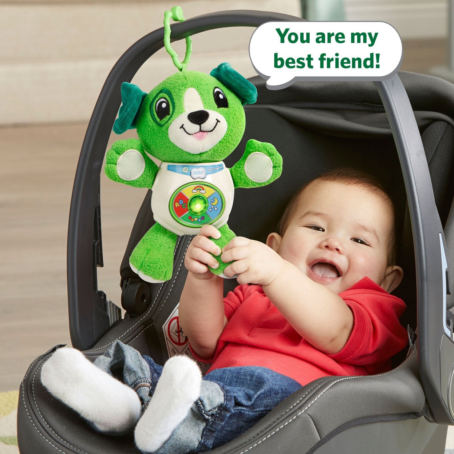 LeapFrog Sing and Snuggle Scout on-the-go companion supports playful learning.