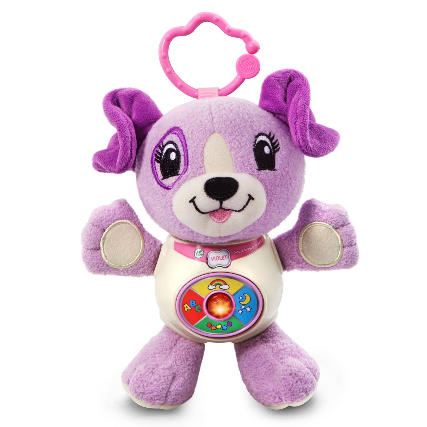 Color buttons trigger letters songs for early recognition with Violet