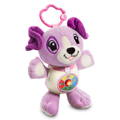 Violet tummy button lights up to share affection and prompts during playtime