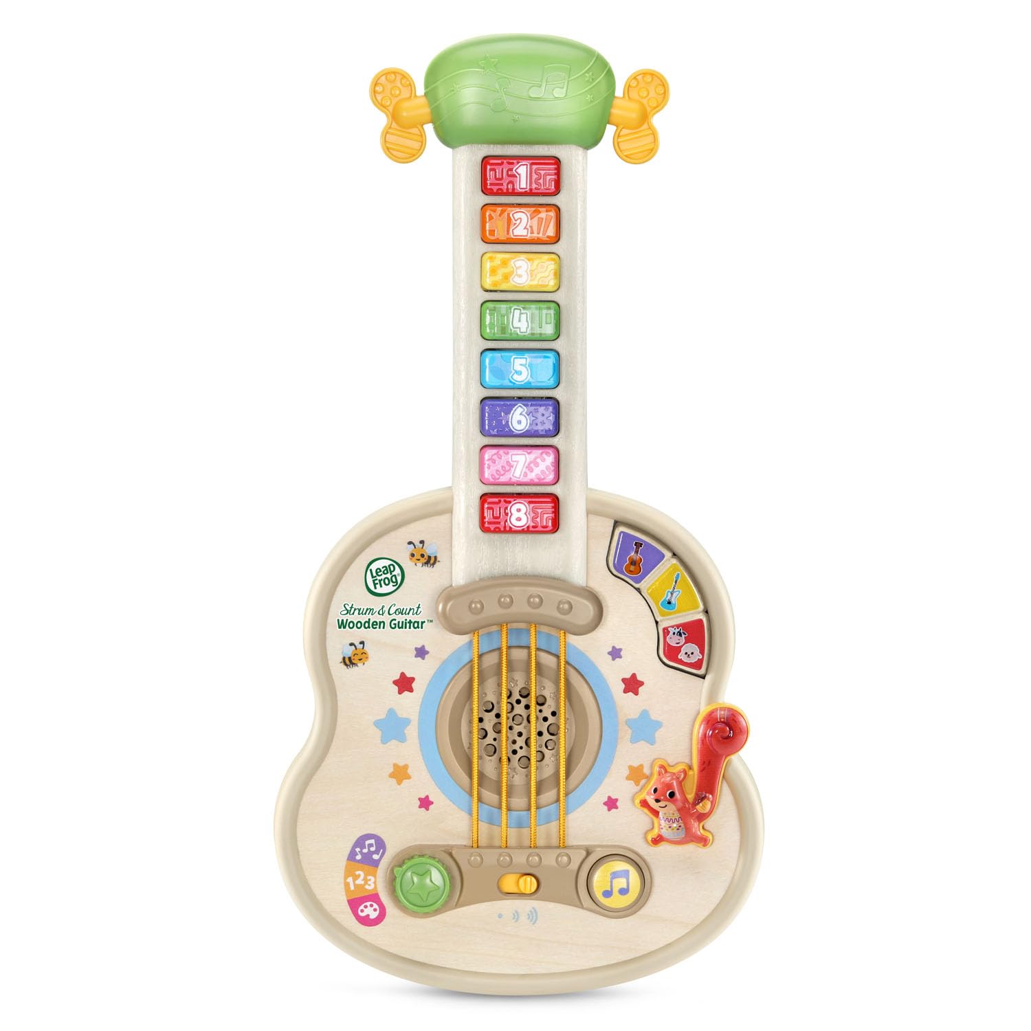 LeapFrog Strum and Count guitar fret buttons illuminate for color and number exploration
