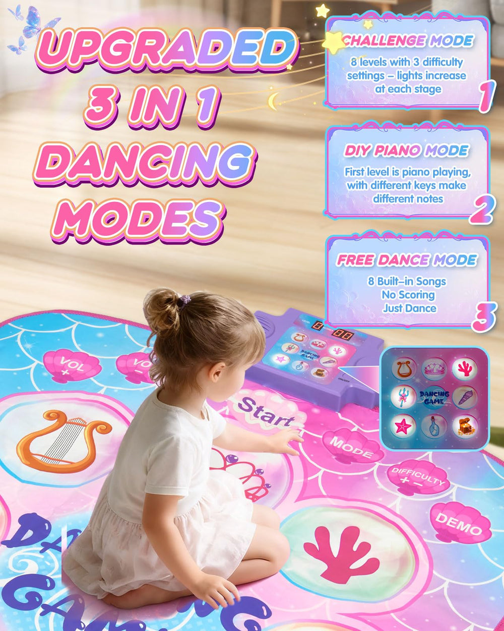 Leapio Dance Mat offers educational games like rhythm and memory for active learning.