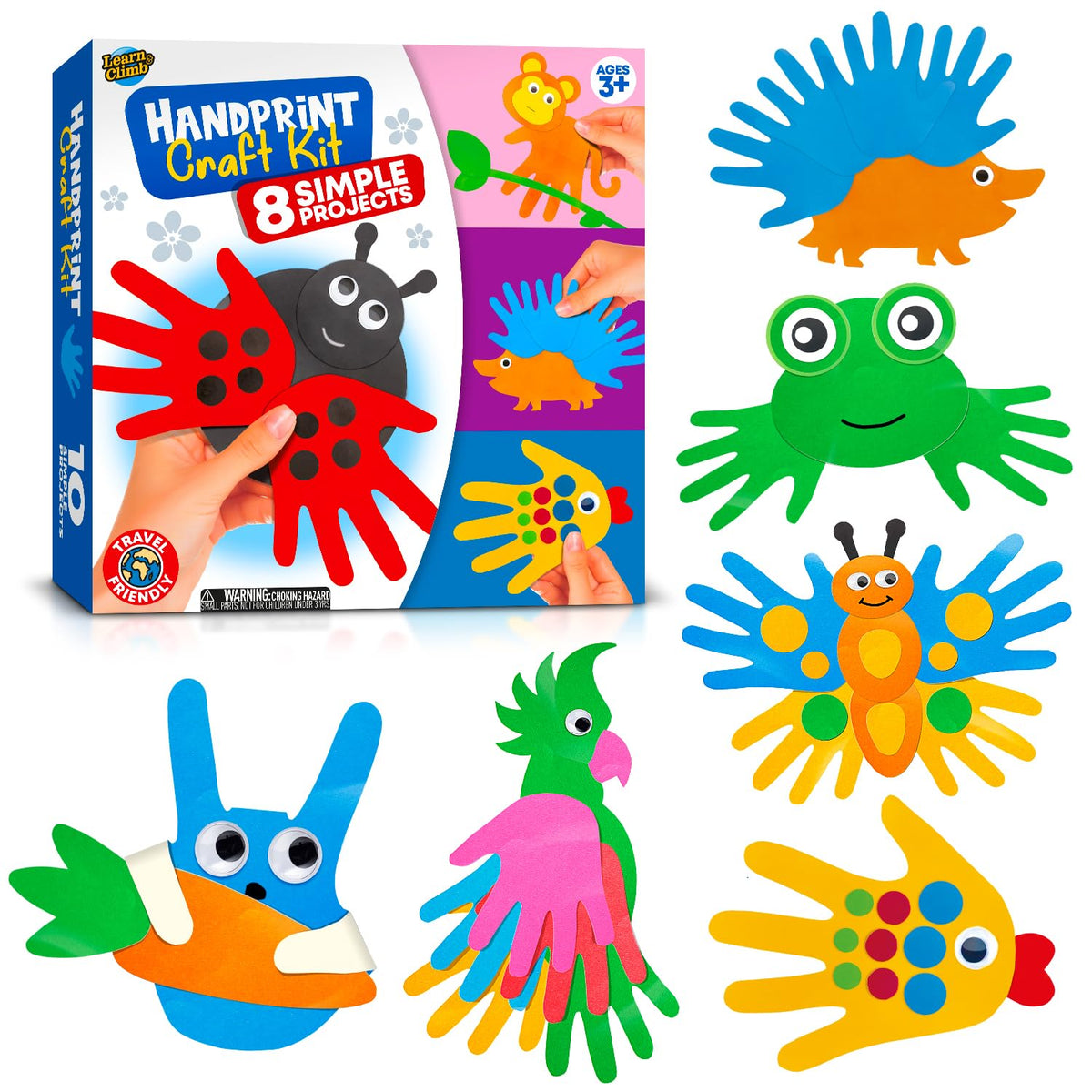 Learn & Climb handprint animal characters kit helps toddlers develop fine motor skills.