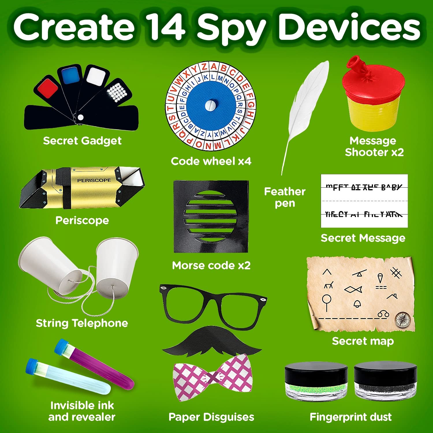 Learn & Climb Kids Spy Kit mission map illustrating 15 secret missions for young detectives.