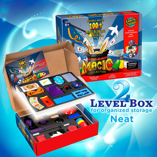 Learn & Climb Mega Magic Kit prop collection highlighting varied tricks and imaginative play.